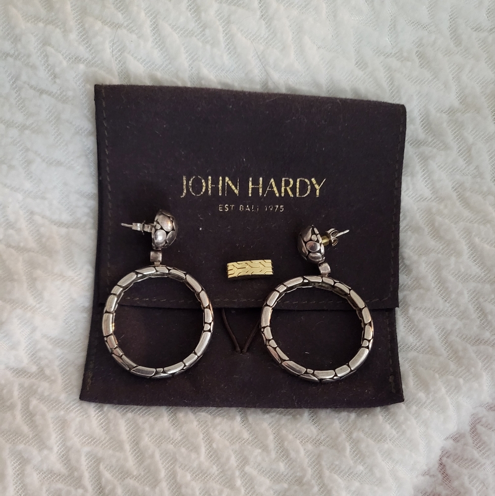John Hardy 925 Silver hoop pebble Earrings